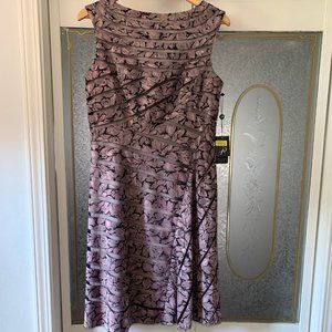 Adrianna Papell Semiformal A-Line Cocktail Lavender and Black Dress, Size 14